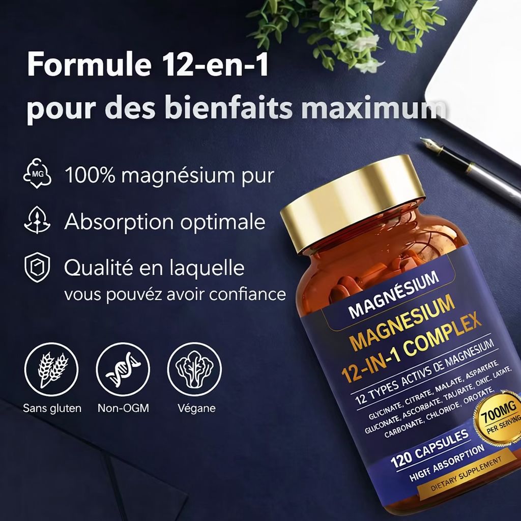 Magnésium Premium – Retrouvez votre énergie et éliminez fatigue, stress et crampes